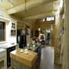 kitchen with island in log house display